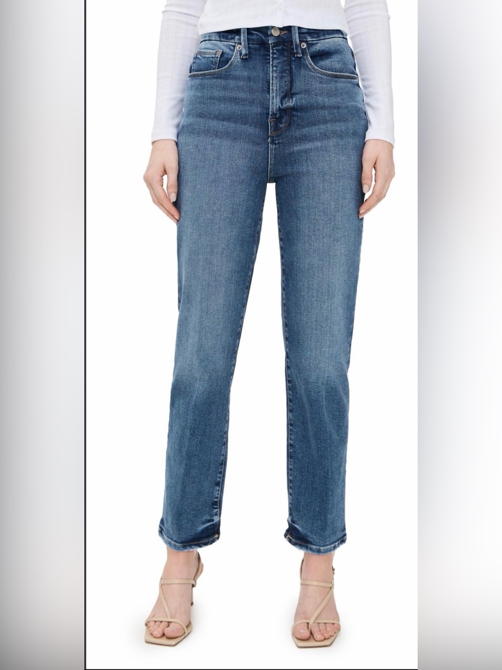 Good American Good Boy Super High Rise Straight Cropped  Jeans Size 4/27